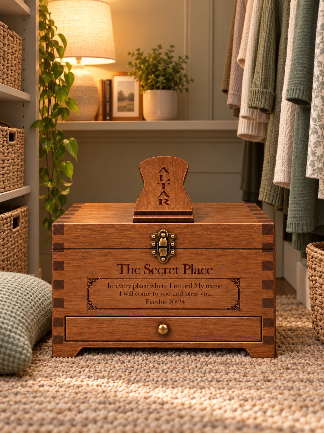 The Secret Place altar in a prayer closet