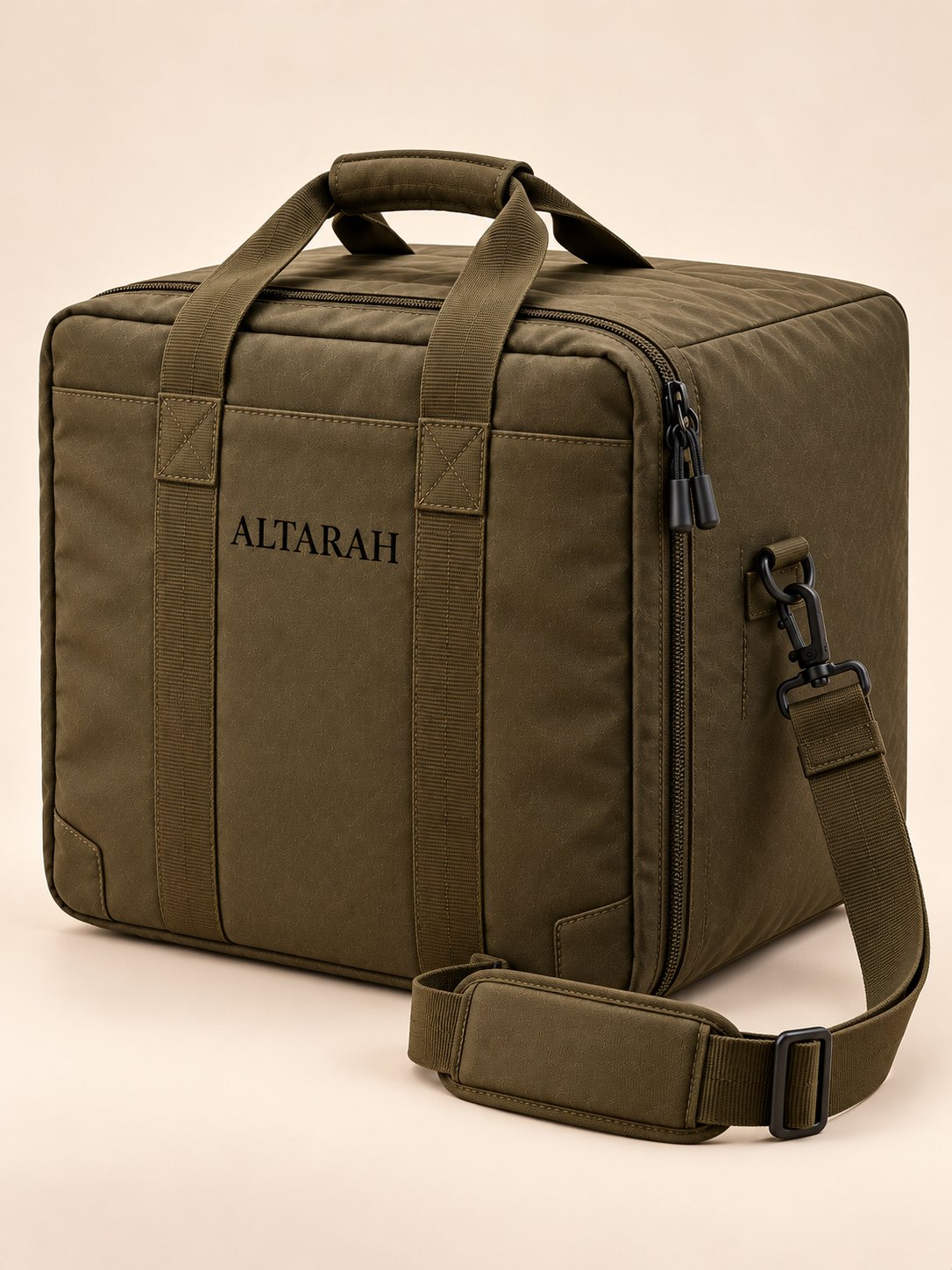 The olive green Altarah field case with carry handles and shoulder strap